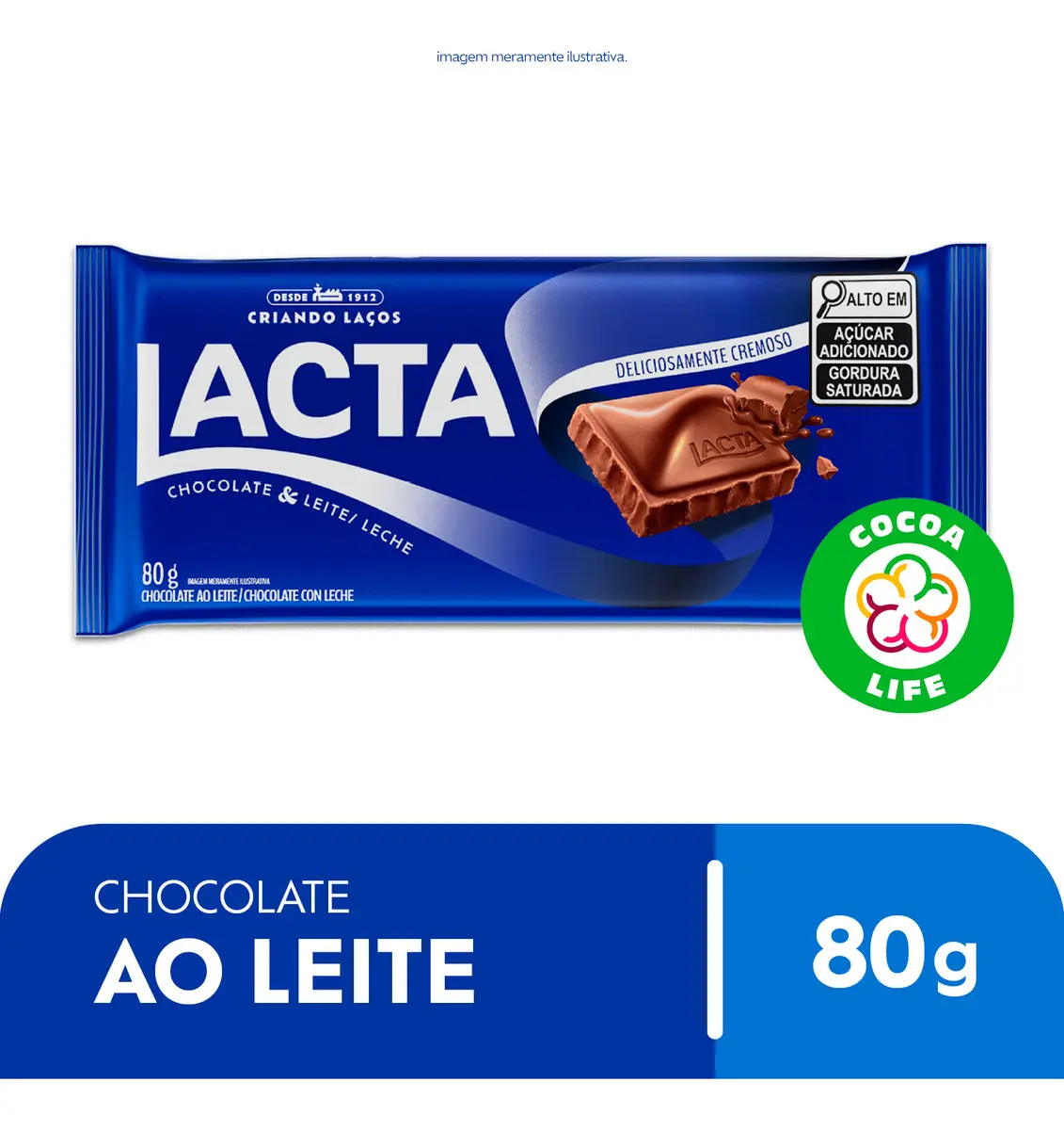 Barra de Chocolate ao Leite Lacta 80g